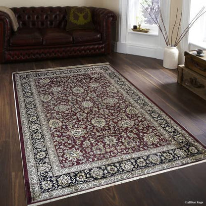 Prince Carpets Supersoft Kashmiri Silk Luxury Persian Design Anti Skid Backing Washable Carpets for Living Room Bedroom Drawing Room Hall Home Maroon Color 8 x 11 feet