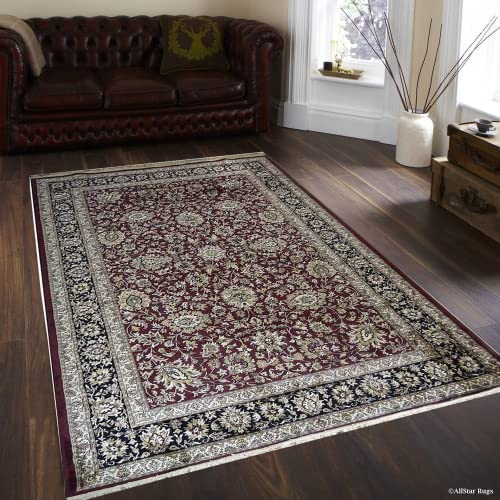 Prince Carpets Supersoft Kashmiri Silk Luxury Persian Design Anti Skid Backing Washable Carpets for Living Room Bedroom Drawing Room Hall Home Maroon Color 8 x 11 feet