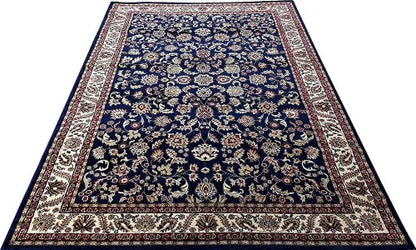 Prince Carpets Kashmiri Supersoft Wool Blend Persian Design Carpet for Living Room Bedroom Drawing Room Hall Anti Slip Backing Thick Washable Carpet Blue Color 4 x 6 feet