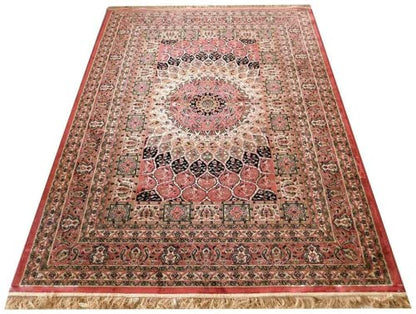 Prince Carpets Supersoft Kashmiri Silk Luxury Persian Design Anti Skid Backing Washable Carpets for Living Room Bedroom Drawing Room Hall Home Pink Color 8 x 11 feet
