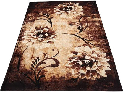 Prince Carpets Embossed Carved Supersoft Wool Blend Modern Design Carpets for Living Room Home Bedroom Drawing Room Hall with 1 inch Thickness Brown Color 6 x 8 feet