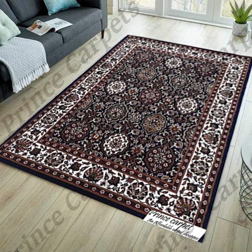 Prince Carpets Supersoft Kashmiri Silk Luxury Persian Design Anti Skid Backing Washable Carpets for Living Room Bedroom Drawing Room Hall Home Cream Color 2 x 6 feet