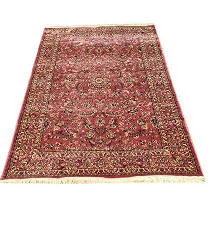 Prince Carpets Kashmiri Silk Traditional Persian Design Luxury Carpets for Home Living Room Hall (Pink C, 4 x 6)