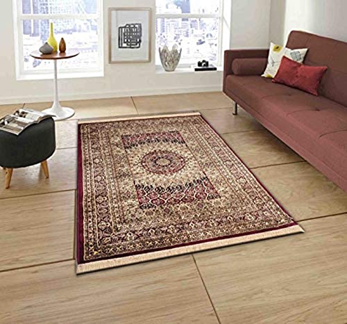 Prince Carpets Supersoft Kashmiri Silk Luxury Persian Design Anti Skid Backing Washable Carpets for Living Room Bedroom Drawing Room Hall Home Maroon Color 6 x 9 feet