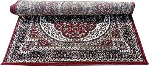 Prince Carpets Kashmiri Supersoft Wool Blend Persian Design Carpet for Living Room Bedroom Dining Room Hall with 1 inch Thickness Anti Skid Backing Washable Carpet Red Color 8 x 11 feet