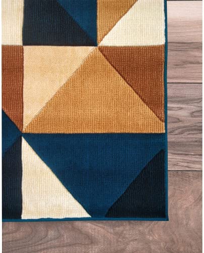 Prince Carpets Embossed Carved Supersoft Wool Blend Modern Design Carpets for Living Room Home Bedroom Drawing Room Hall with 1 inch Thickness Camel- Color 6 x 8 feet