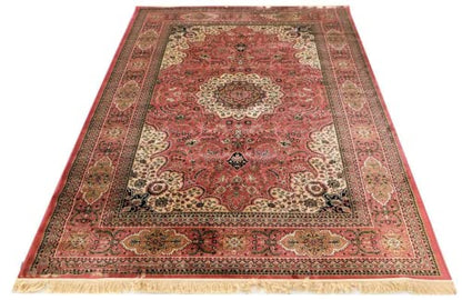 Prince Carpets Supersoft Kashmiri Silk Luxury Persian Design Anti Skid Backing Washable Carpets for Living Room Bedroom Drawing Room Hall Home Pink Color 9 x 12 feet