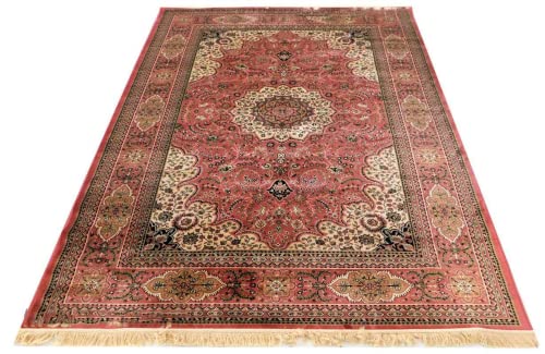 Prince Carpets Supersoft Kashmiri Silk Luxury Persian Design Anti Skid Backing Washable Carpets for Living Room Bedroom Drawing Room Hall Home Pink Color 9 x 12 feet