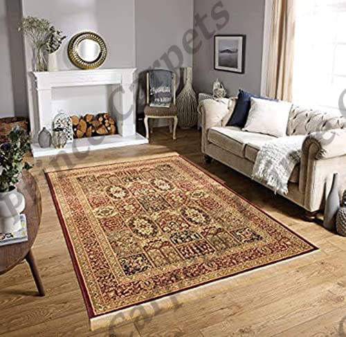 Prince Carpets Supersoft Kashmiri Silk Luxury Persian Design Anti Skid Backing Washable Carpets for Living Room Bedroom Drawing Room Hall Home Maroon Color 6 x 9 feet