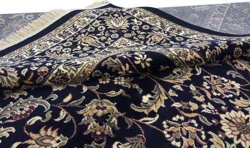 Prince Carpets Supersoft Kashmiri Silk Luxury Persian Design Anti Skid Backing Washable Carpets for Living Room Bedroom Drawing Room Hall Home Black Color 2 x 6 feet