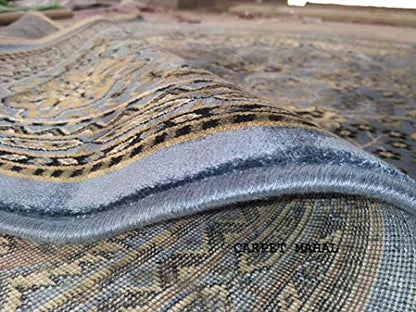 Prince Carpets Supersoft Kashmiri Silk Luxury Persian Design Anti Skid Backing Washable Carpets for Living Room Bedroom Drawing Room Hall Home Grey Color 3 x 5 feet