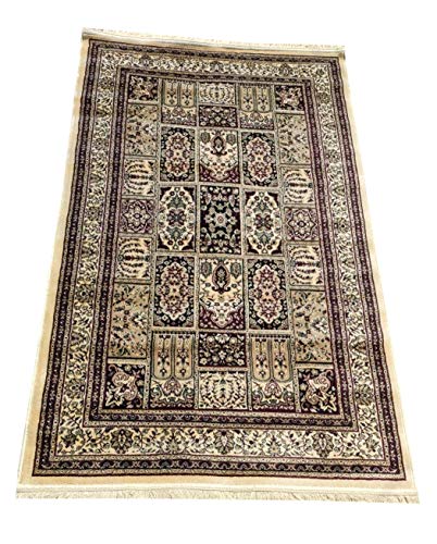 Prince Carpets Supersoft Kashmiri Silk Luxury Persian Design Anti Skid Backing Washable Carpets for Living Room Bedroom Drawing Room Dining Room Hall Home Ivory Color 6 x 9 feet
