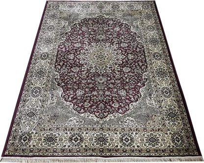 Prince Carpets Supersoft Kashmiri Silk Luxury Persian Design Anti Skid Backing Washable Carpets for Living Room Bedroom Drawing Room Hall Home Maroon Color 5 x7 feet
