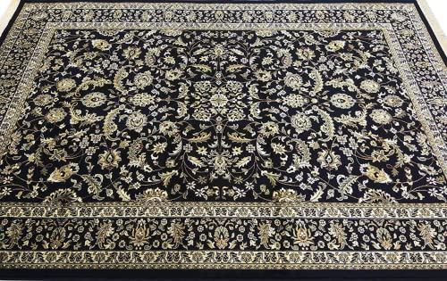 Prince Carpets Supersoft Kashmiri Silk Luxury Persian Design Anti Skid Backing Washable Carpets for Living Room Bedroom Drawing Room Hall Home Black Color 2 x 6 feet