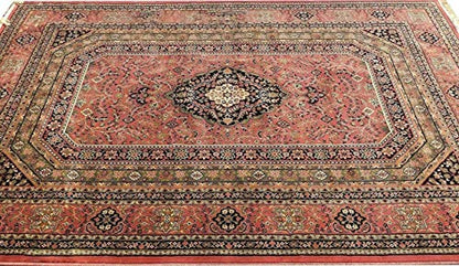 Prince Carpets Supersoft Kashmiri Silk Luxury Persian Design Anti Skid Backing Washable Carpets for Living Room Bedroom Drawing Room Hall Home Pink Color 8 x 11 feet