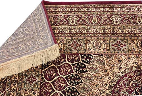 Prince Carpets Supersoft Kashmiri Silk Luxury Persian Design Anti Skid Backing Washable Carpets for Living Room Bedroom Drawing Room Hall Home Maroon Color 8 x 11 feet