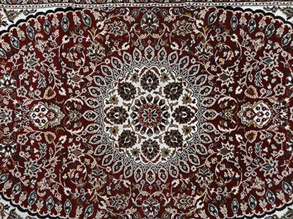 Prince Carpets Kashmiri Supersoft Wool Blend Persian Design Carpet for Living Room Bedroom Drawing Room Hall Anti Slip Backing Thick Washable Carpet Rust Color 6 x 9 feet