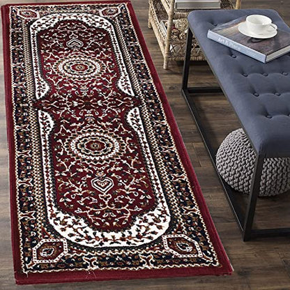 Prince Carpets Kashmiri Supersoft Wool Blend Persian Design Carpet for Living Room Bedroom Drawing Room Hall Anti Slip Backing Thick Washable Carpet Maroon Color 2 x 6 feet