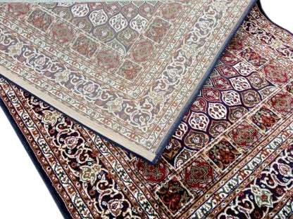 Prince Carpets Kashmiri Supersoft Wool Blend Persian Carpet for Living Room Bedroom Dining Room Hall with 15mm Thickness Non Slip Washable Carpet Blue Color 4 x 6 feet