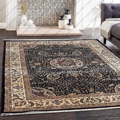 Prince Carpets Supersoft Kashmiri Silk Luxury Persian Design Anti Skid Backing Washable Carpets for Living Room Bedroom Drawing Room Hall Home Grey Color 2 x 6 feet