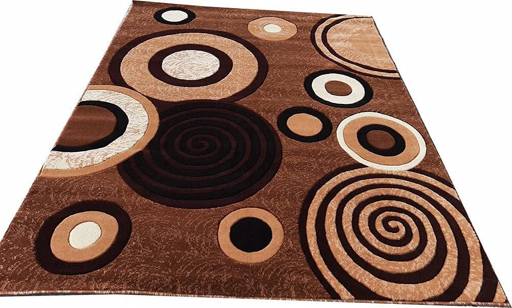 Prince Carpets Embossed Carved Supersoft Wool Blend Modern Design Carpets for Living Room Home Bedroom Drawing Room Hall with 1 inch Thickness Gold Color 5 x 7 feet