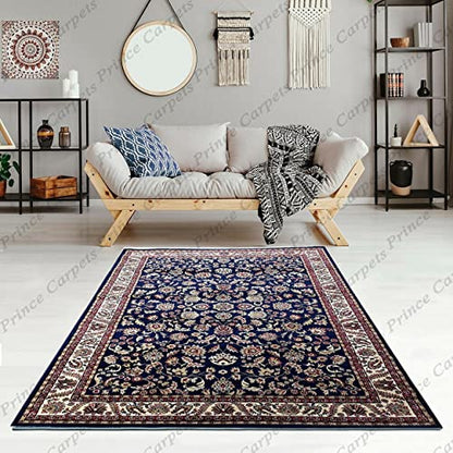 Prince Carpets Kashmiri Supersoft Persian Carpets for Living Room 1 inch Thick Washable Carpet