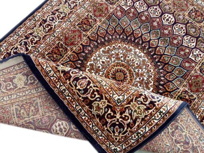 Prince Carpets Kashmiri Supersoft Wool Blend Persian Carpet for Living Room Bedroom Dining Room Hall with 15mm Thickness Non Slip Washable Carpet Blue Color 4 x 6 feet