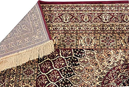 Prince Carpets Supersoft Kashmiri Silk Luxury Persian Design Anti Skid Backing Washable Carpets for Living Room Bedroom Drawing Room Hall Home Maroon Color 8 x 11 feet