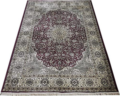 Prince Carpets Supersoft Kashmiri Silk Luxury Persian Design Anti Skid Backing Washable Carpets for Living Room Bedroom Drawing Room Hall Home Cream Color 6 x 9 feet