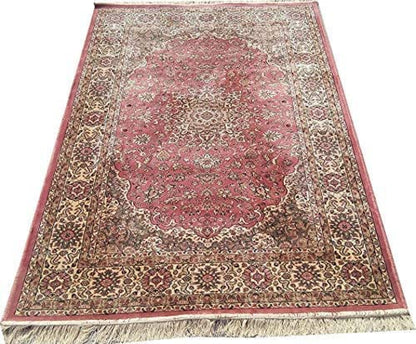 Prince Carpets Supersoft Kashmiri Silk Luxury Persian Design Anti Skid Backing Washable Carpets for Living Room Bedroom Drawing Room Hall Home Pink Color 9 x 12 feet