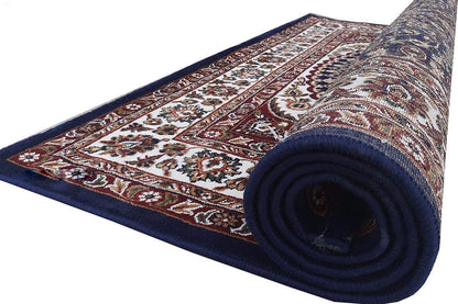 Prince Carpets Kashmiri Supersoft Wool Blend Persian Design Carpet for Living Room Bedroom Drawing Room Hall Anti Slip Backing Thick Washable Carpet Blue Color 6 x 9 feet