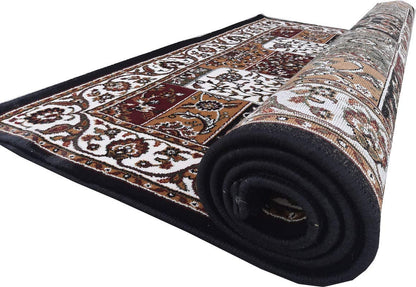 Prince Carpets Kashmiri Supersoft Wool Blend Persian Design Carpet for Living Room Bedroom Dining Room Hall with 1 inch Thickness Anti Skid Backing Washable Carpet Blue Color 5 x 7 feet