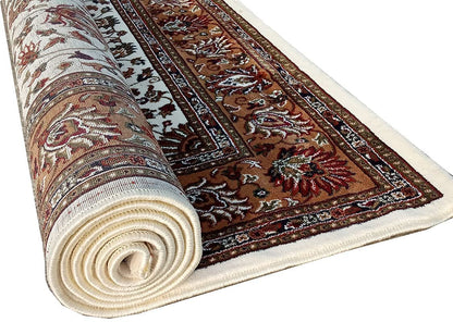 Prince Carpets Kashmiri Supersoft Wool Blend Persian Carpet for Living Room1 inch Thickness Anti Skid Washable Carpet White Color 8 x 11 feet