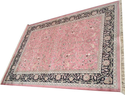 Prince Carpets Supersoft Kashmiri Silk Luxury Persian Design Anti Skid Backing Washable Carpets for Living Room Bedroom Drawing Room Hall Home Pink Color 6 x 9 feet