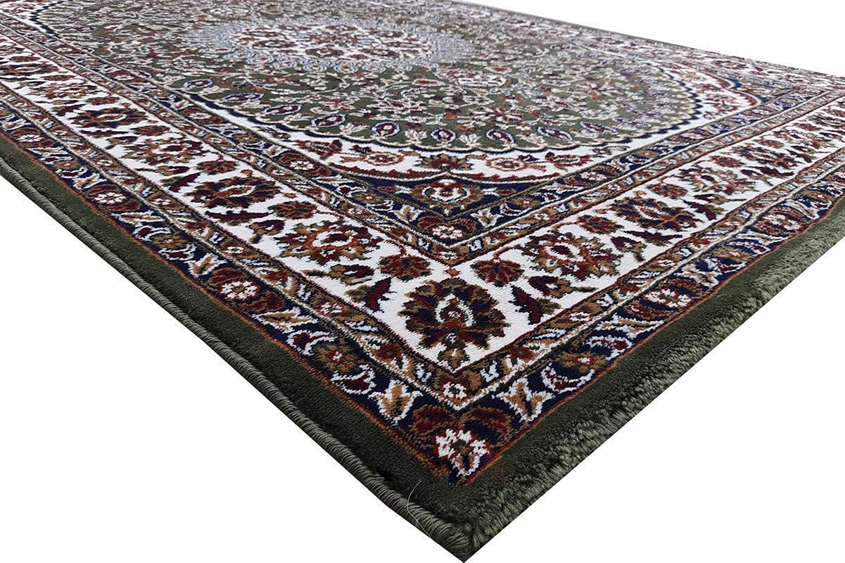 Prince Carpets Kashmiri Supersoft Wool Blend Persian Carpets for Living Room 1 inch Thick Washable Carpet Green Color 8 x 11 feet