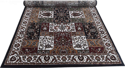 Prince Carpets Kashmiri Supersoft Wool Blend Persian Design Carpet for Living Room Bedroom Dining Room Hall with 1 inch Thickness Anti Skid Backing Washable Carpet Blue Color 5 x 7 feet