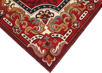 Prince Carpets Embossed Carved Supersoft Wool Blend Modern Design Carpets for Living Room Home Bedroom Drawing Room Hall with 1 inch Thickness Red Color 6 x 8 feet