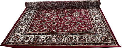 Prince Carpets Kashmiri Supersoft Wool Blend Persian Carpets for Living Room1 inch Thickness Washable Carpet Maroon Color 8 x 11 feet