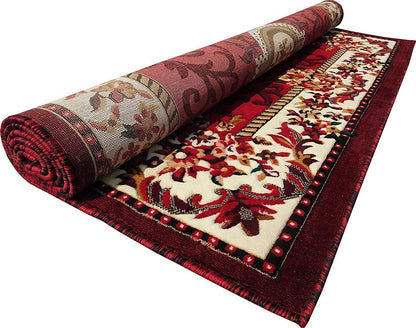 Prince Carpets Embossed Carved Supersoft Wool Blend Modern Design Carpets for Living Room Home Bedroom Drawing Room Hall with 1 inch Thickness Red Color 6 x 8 feet