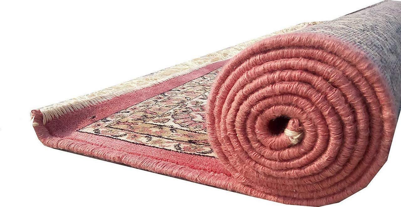 Prince Carpets Supersoft Kashmiri Silk Luxury Persian Design Anti Skid Backing Washable Carpets for Living Room Bedroom Drawing Room Hall Home Pink Color 2 x 6 feet