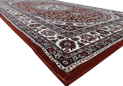 Prince Carpets Kashmiri Supersoft Wool Blend Persian Carpet for Living Room1 inch Thickness Anti Skid Washable Carpet Rust Color 8 x 11 feet