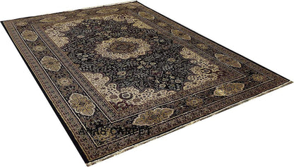 Prince Carpets Supersoft Kashmiri Silk Luxury Persian Design Anti Skid Backing Washable Carpets for Living Room Bedroom Drawing Room Hall Home Black Color 2 x 6 feet