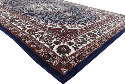 Prince Carpets Kashmiri Supersoft Wool Blend Persian Design Carpet for Living Room Bedroom Drawing Room Hall Anti Slip Backing Thick Washable Carpet Blue Color 6 x 9 feet