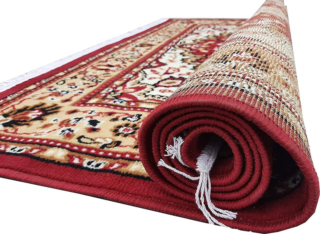 Prince Carpets Acrylic Persian Design Washable Carpets for Living Room Bedroom Drawing Room Hall Home Red Color 7 x1 0 feet