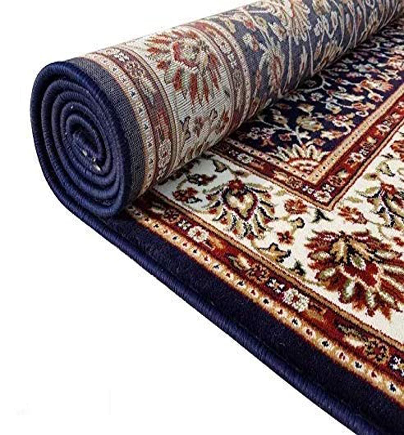 Prince Carpets Kashmiri Persian Design Supersoft Wool Blend Carpet for Living Room with 1 inch Thickness Anti Skid Backing Washable Carpet Blue Color 8 x 11 feet