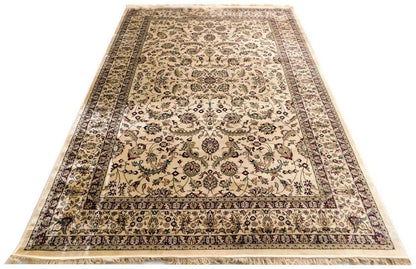 Prince Carpets Supersoft Kashmiri Silk Luxury Persian Design Anti Skid Backing Washable Carpets for Living Room Bedroom Drawing Room Hall Home Cream Color 9 x 12 feet