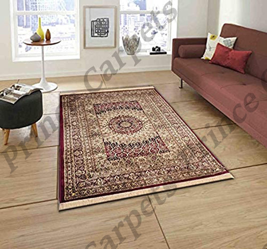 Prince Carpets Supersoft Kashmiri Silk Luxury Persian Design Anti Skid Backing Washable Carpets for Living Room Bedroom Drawing Room Hall Home Maroon Color 9 x 12 feet