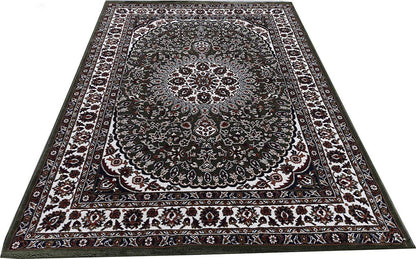 Prince Carpets Kashmiri Supersoft Wool Blend Persian Carpets for Living Room 1 inch Thick Washable Carpet Green Color 8 x 11 feet
