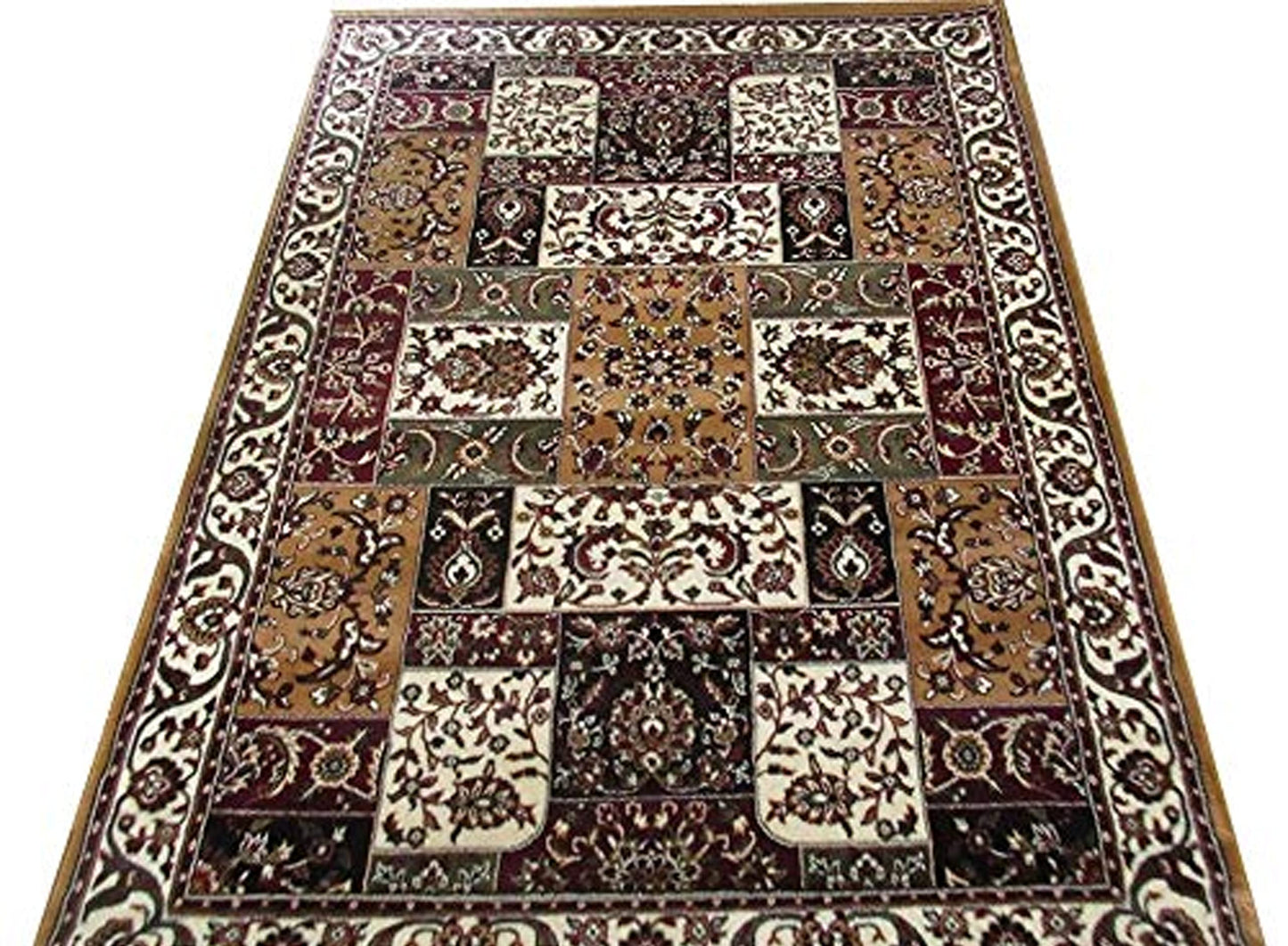 Prince Carpets Kashmiri Supersoft Wool Blend Persian Design Carpet for Living Room Bedroom Drawing Room Hall Anti Slip Backing Thick Washable Carpet Gold Color 4 x 6 feet