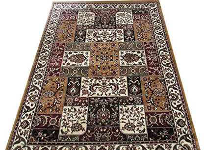 Prince Carpets Kashmiri Supersoft Wool Blend Persian Design Carpet for Living Room Bedroom Drawing Room Hall Anti Slip Backing Thick Washable Carpet Gold Color 4 x 6 feet